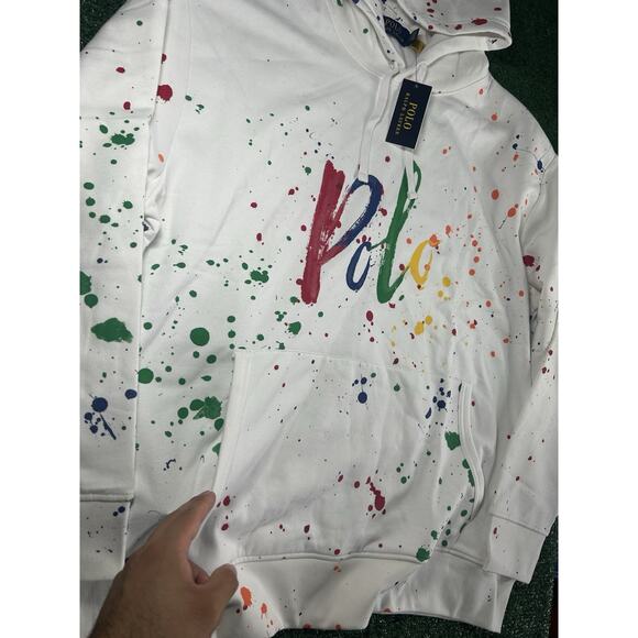 NEW Polo Ralph Lauren Big & Tall Men’s 2XB Paint Splatter Hoodie Sweatshirt $168 - Picture 4 of 11